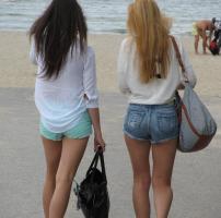 ST301 - Teens In Shorts Walking On Beach