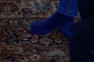 blue socks, girl 11 years old