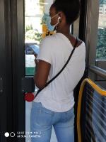 Cute black teen in bus with nice tits and beautiful ass