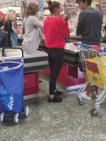 young teen with fantastic bubble ass at the supermarket