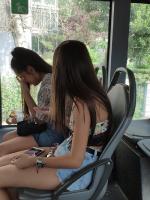 Delicious teen with nice budding tits and nice ass on bus