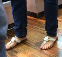 Mexican girls in sandals - at the mall