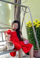 Vietnamese girl and her dog