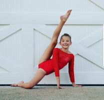 Gymnast girl in red and blue