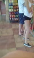 Girl Wearing Pantyhose while at Subway.