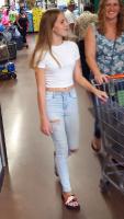Candid blonde jeans