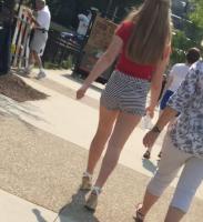 Young teen candid black and white shorts